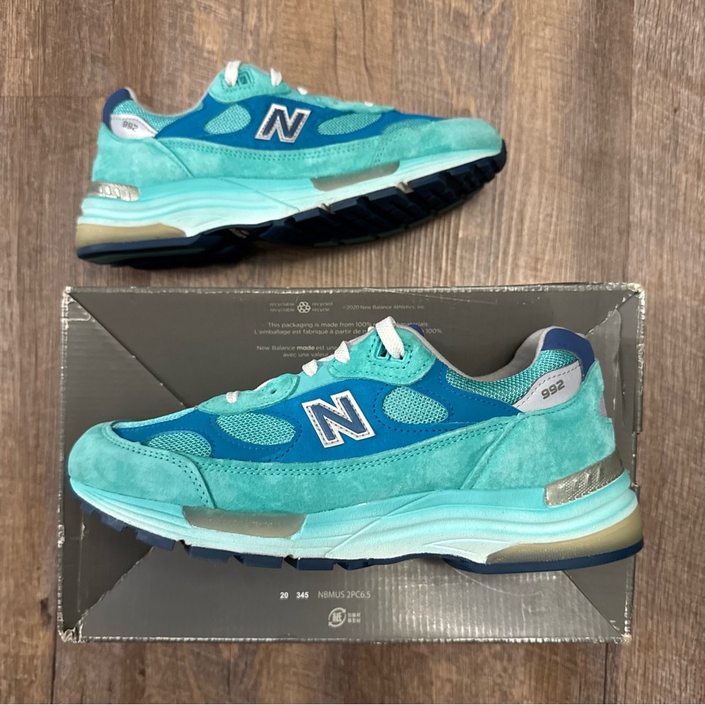 New Balance 992 Made in USA Blue Silver Metallic Teal
